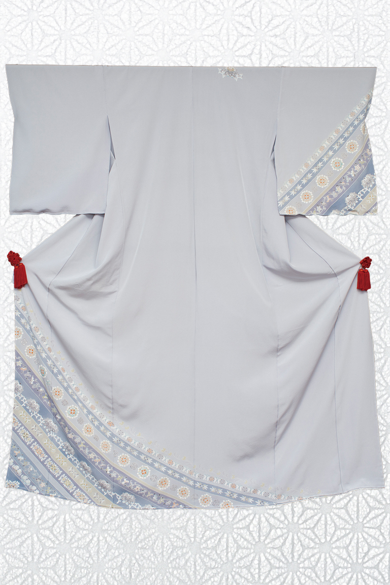 着物（正倉院文様）訪問着 Homongi (semi-formal kimono) with classic patterns